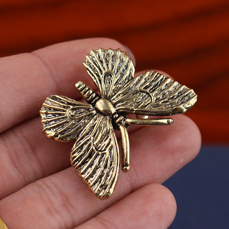 Work Office Furniture - Brass Butterfly Statue, Insect Animal Model