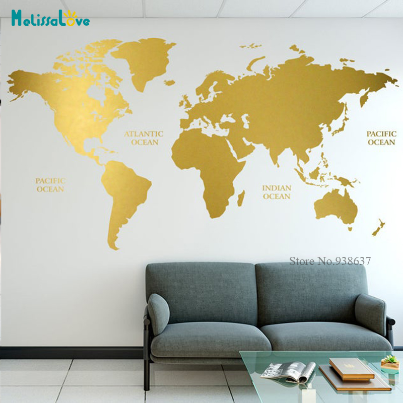 Office Furniture World - Vàng Bản Đồ Thế Giới Decal