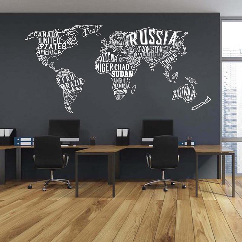 Lớn Bản Đồ Thế Giới Cắt Dán De - đánh giá và giá Office Furniture World