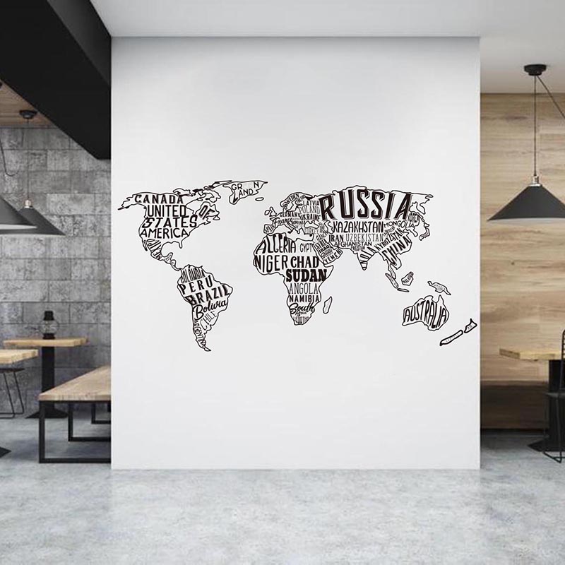 Lớn Bản Đồ Thế Giới Cắt Dán De - đánh giá và giá Office Furniture World