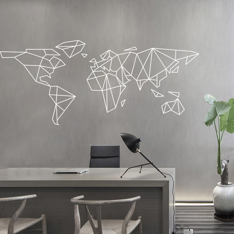 Geometric World Map Wall Stick - đánh giá và giá Office Furniture World