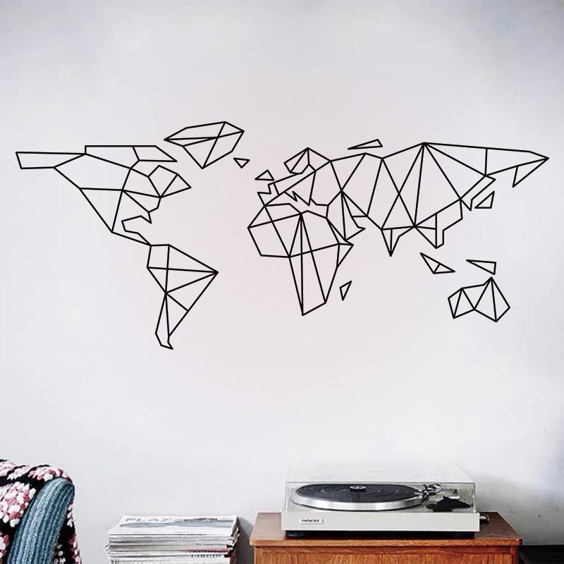 Geometric World Map Wall Stick - đánh giá và giá Office Furniture World