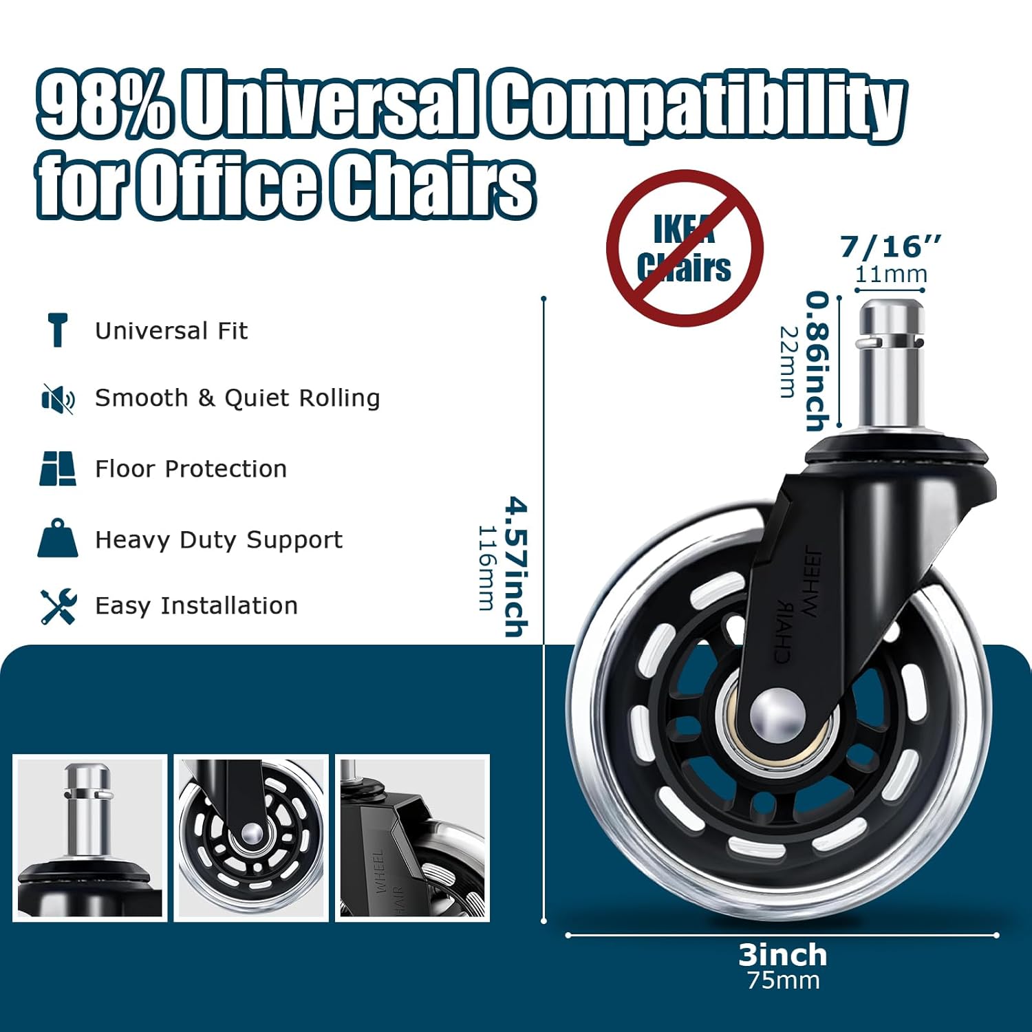 3 Inch Office Chair Wheels Set - đánh giá và giá Office Furniture Solutions