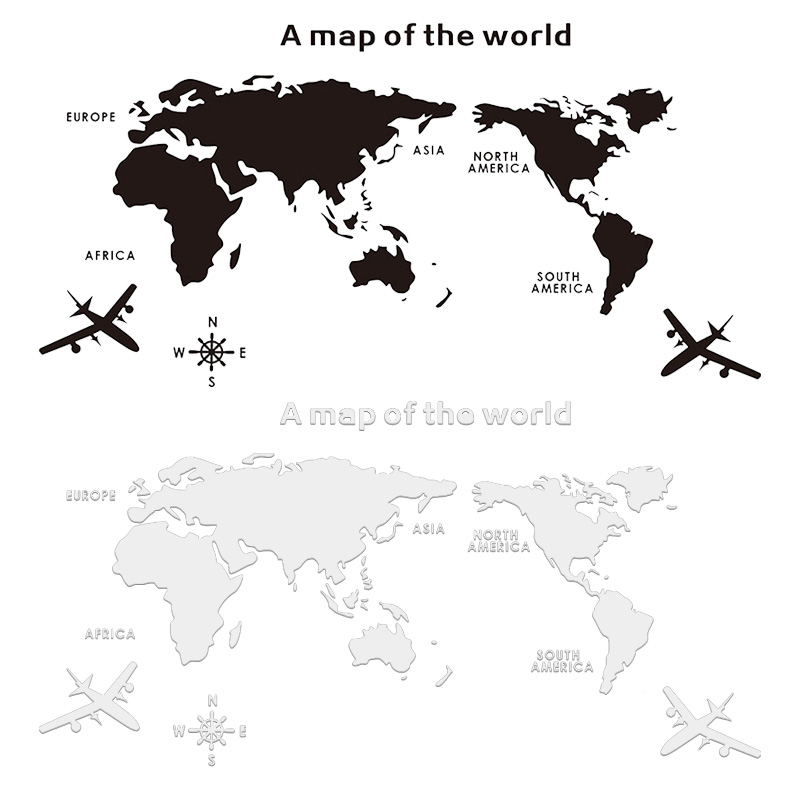 World Map Wall Stickers 3D Acr - đánh giá và giá Office Furniture World