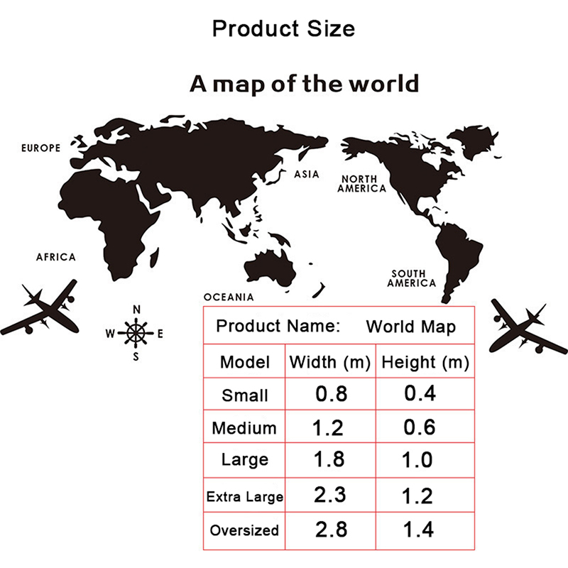 World Map Wall Stickers 3D Acr - đánh giá và giá Office Furniture World