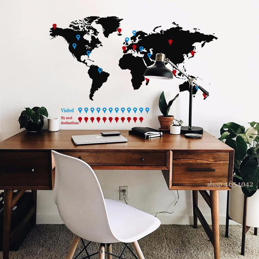 Lớn Bản Đồ Thế Giới Decal Dán  - đánh giá và giá Office Furniture World