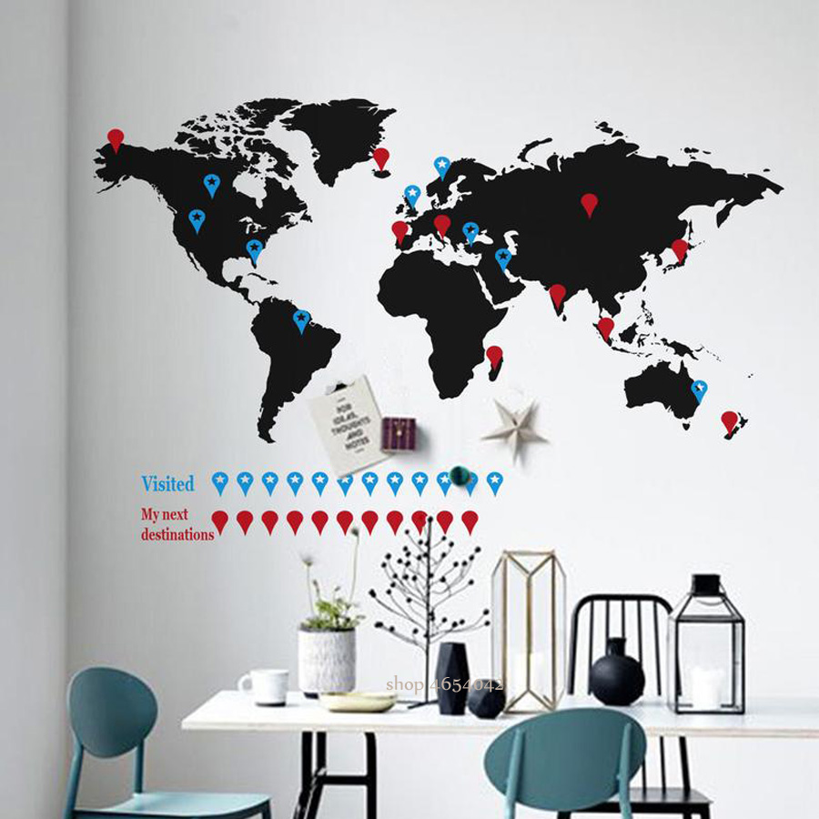 Lớn Bản Đồ Thế Giới Decal Dán  - đánh giá và giá Office Furniture World
