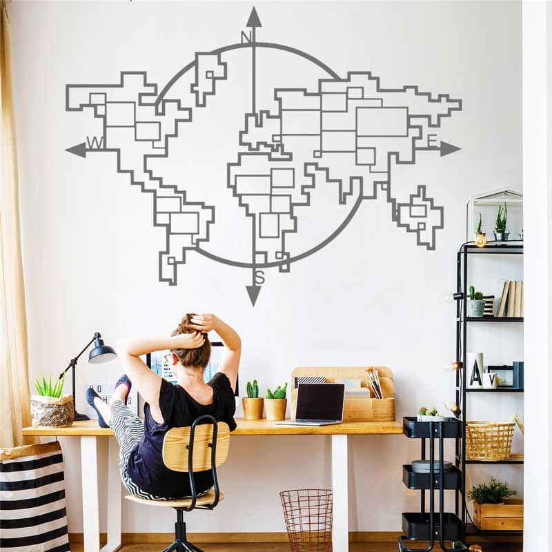 Geometric World Map Compass Vi - đánh giá và giá Office Furniture World