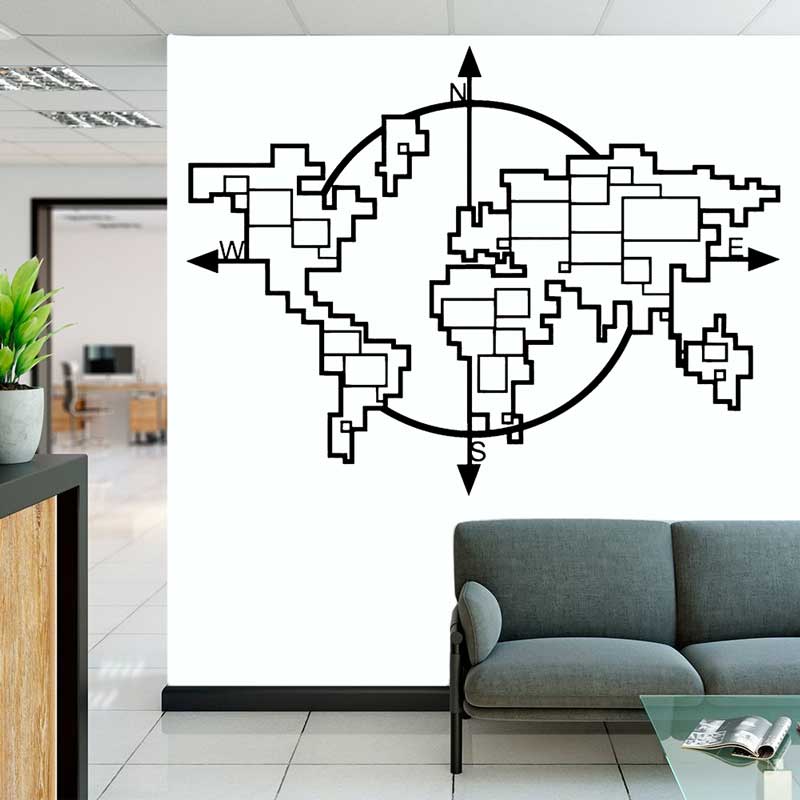 Geometric World Map Compass Vi - đánh giá và giá Office Furniture World