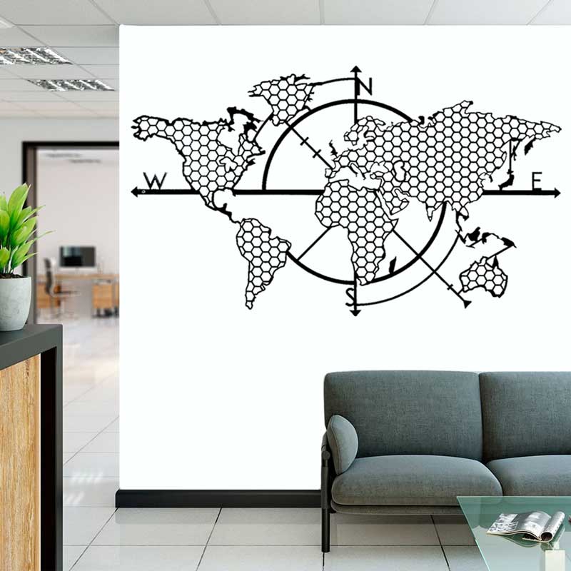 Honeycomb Geometric World Map  - đánh giá và giá Office Furniture World