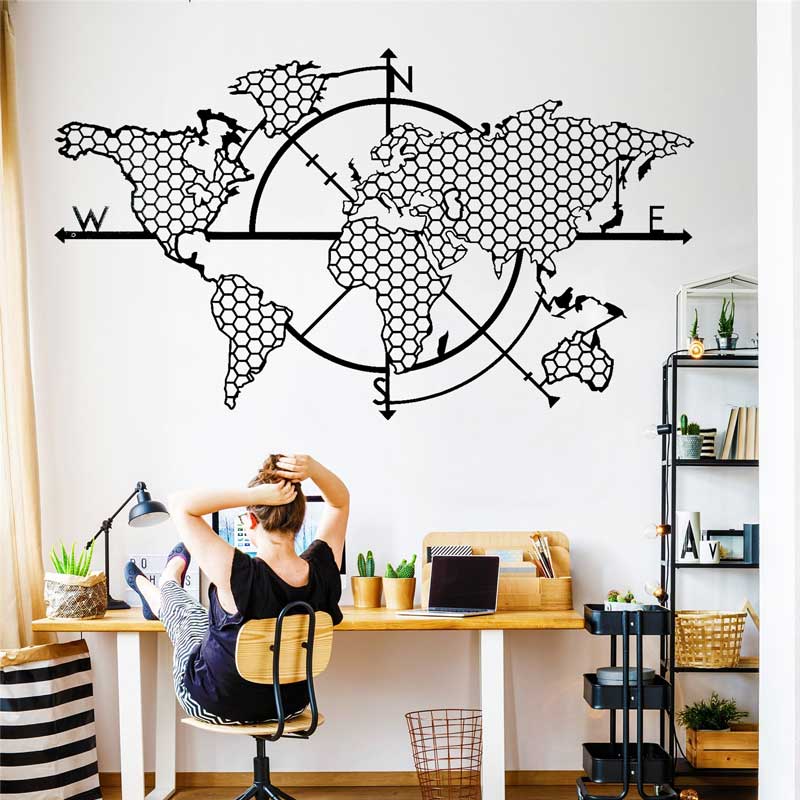 Honeycomb Geometric World Map  - đánh giá và giá Office Furniture World