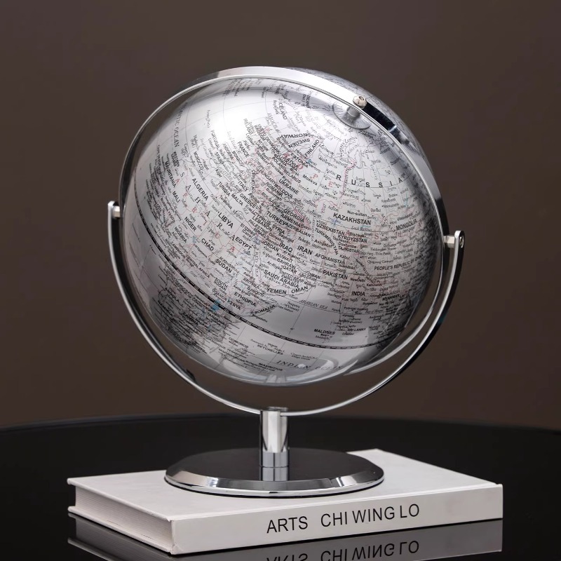 25cm Luxury Silver World Globe - đánh giá và giá Office Furniture World