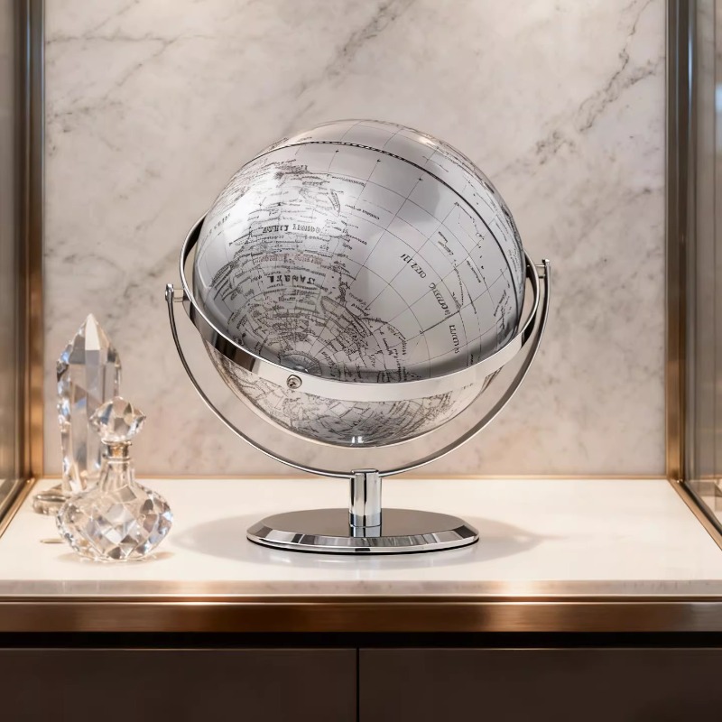 25cm Luxury Silver World Globe - đánh giá và giá Office Furniture World