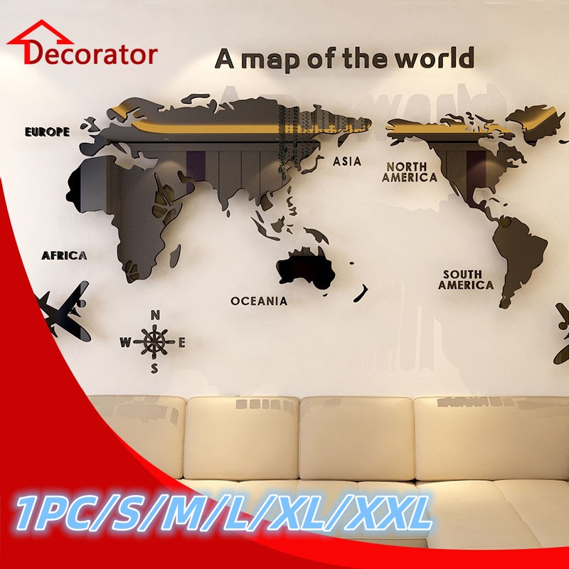Nordic World Map Acrylic 3D Wa - đánh giá và giá Office Furniture World