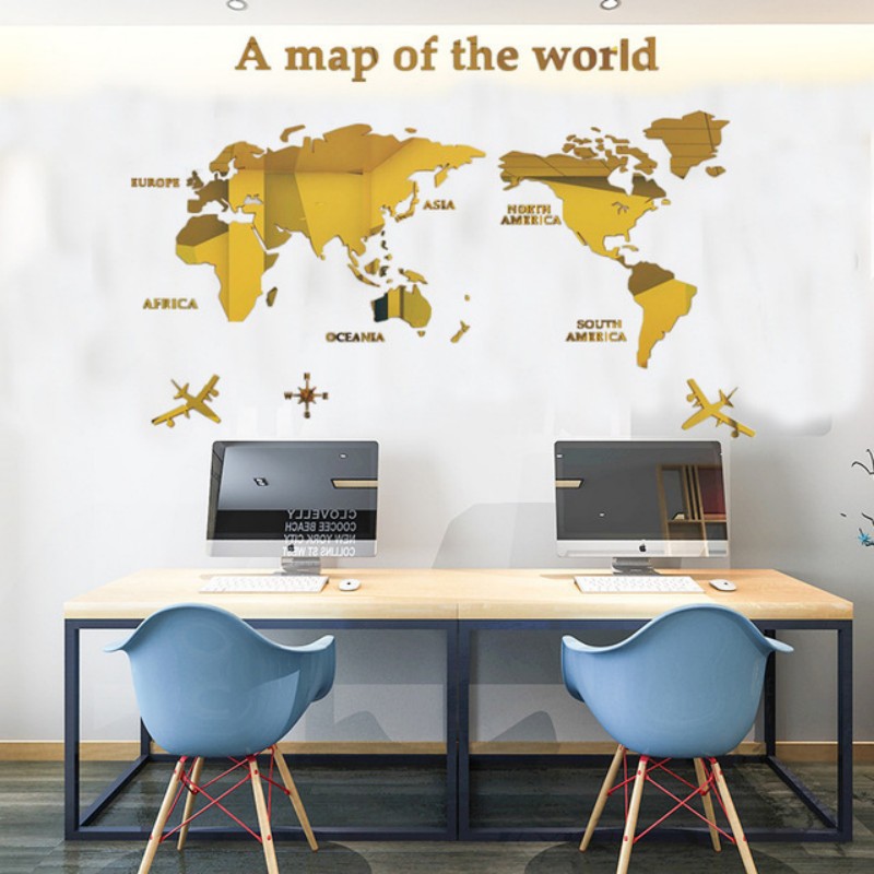 Nordic World Map Acrylic 3D Wa - đánh giá và giá Office Furniture World